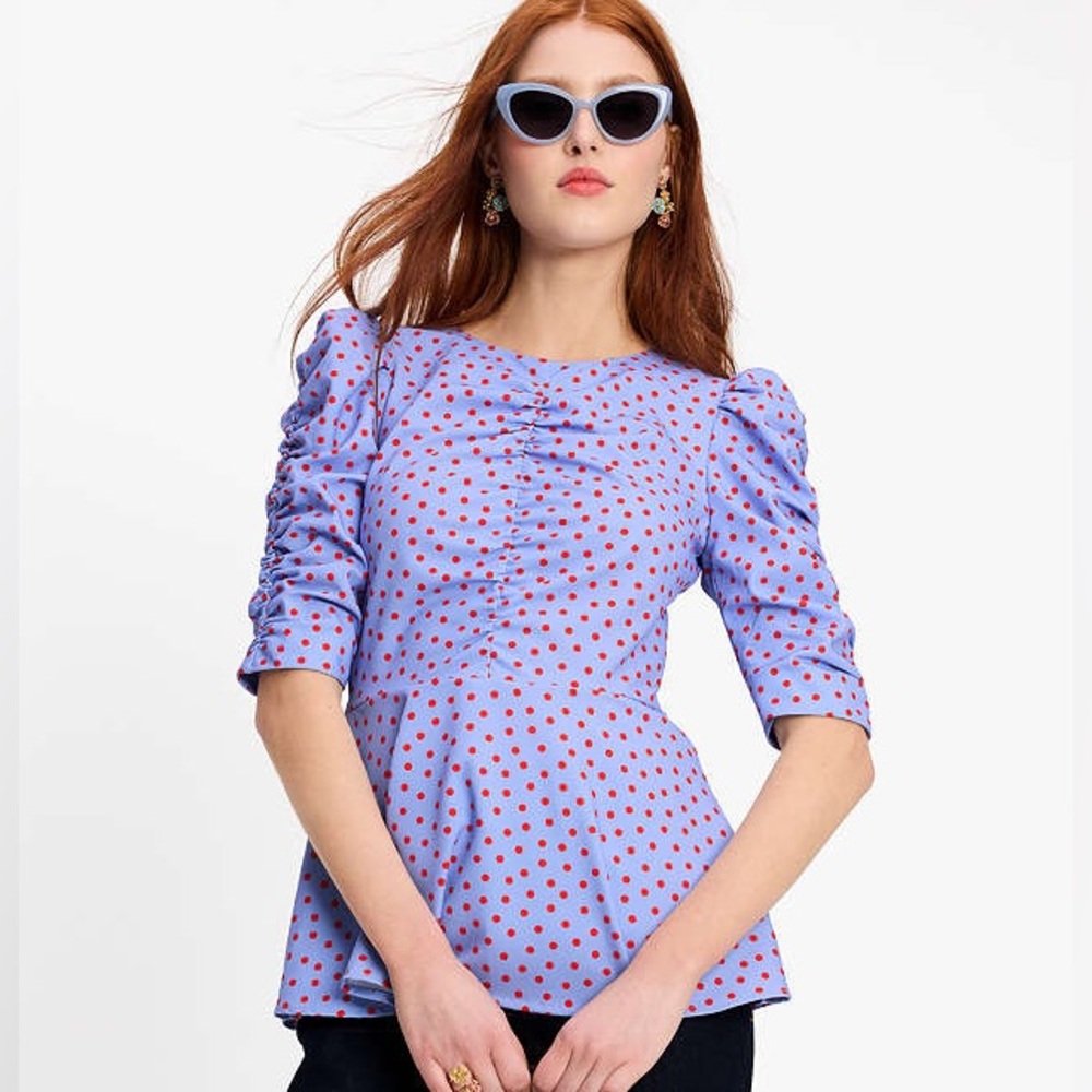 Kate Spade Spring Time Dot Ruched Top